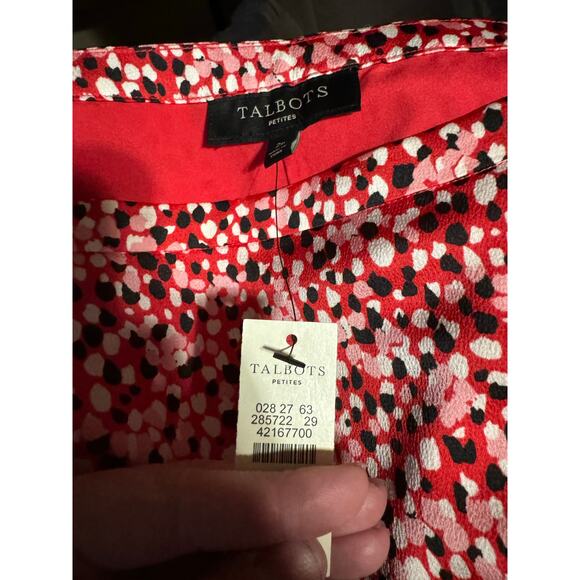 Talbots Petites NWT Red Black Pink Speckled Lightweight Lined Flared Skirt 2P - Picture 5 of 7